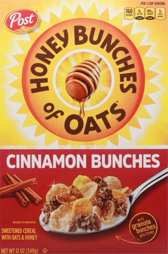 HONEY BUNCHES OF OATS CINNAMON BUNCHES, HEART HEALTHY, LOW FAT, MADE WITH WHOLE GRAIN CEREAL, 12 OUNCE