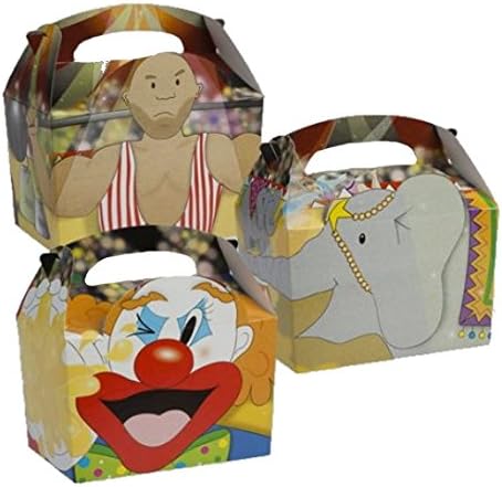 MustBeBonkers 10 Childrens Kids Circus Animals Carry Food Meal Box Picnic Birthday Party Bag Boxes