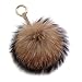LITHER Large Genuine Raccoon Fur Pom Pom Keychain Bag Charm Fluffy Fox Fur Ball