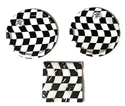 Open Wheel Indy Car Racing Checkard Flag Party Plates (16) Napkins (16)