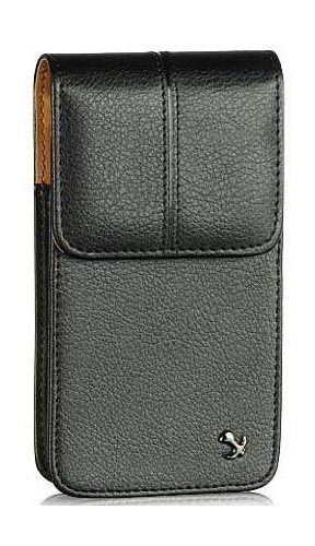Nokia Lumia 928 Vertical Leather Case Pouch Black With Center Stitches Built In Swivel Belt Clip With Metal Bracket