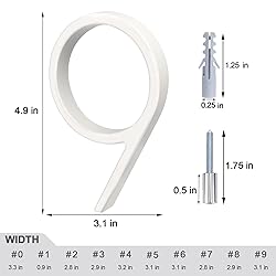 White Address Numbers - 5 Inch Modern Floating