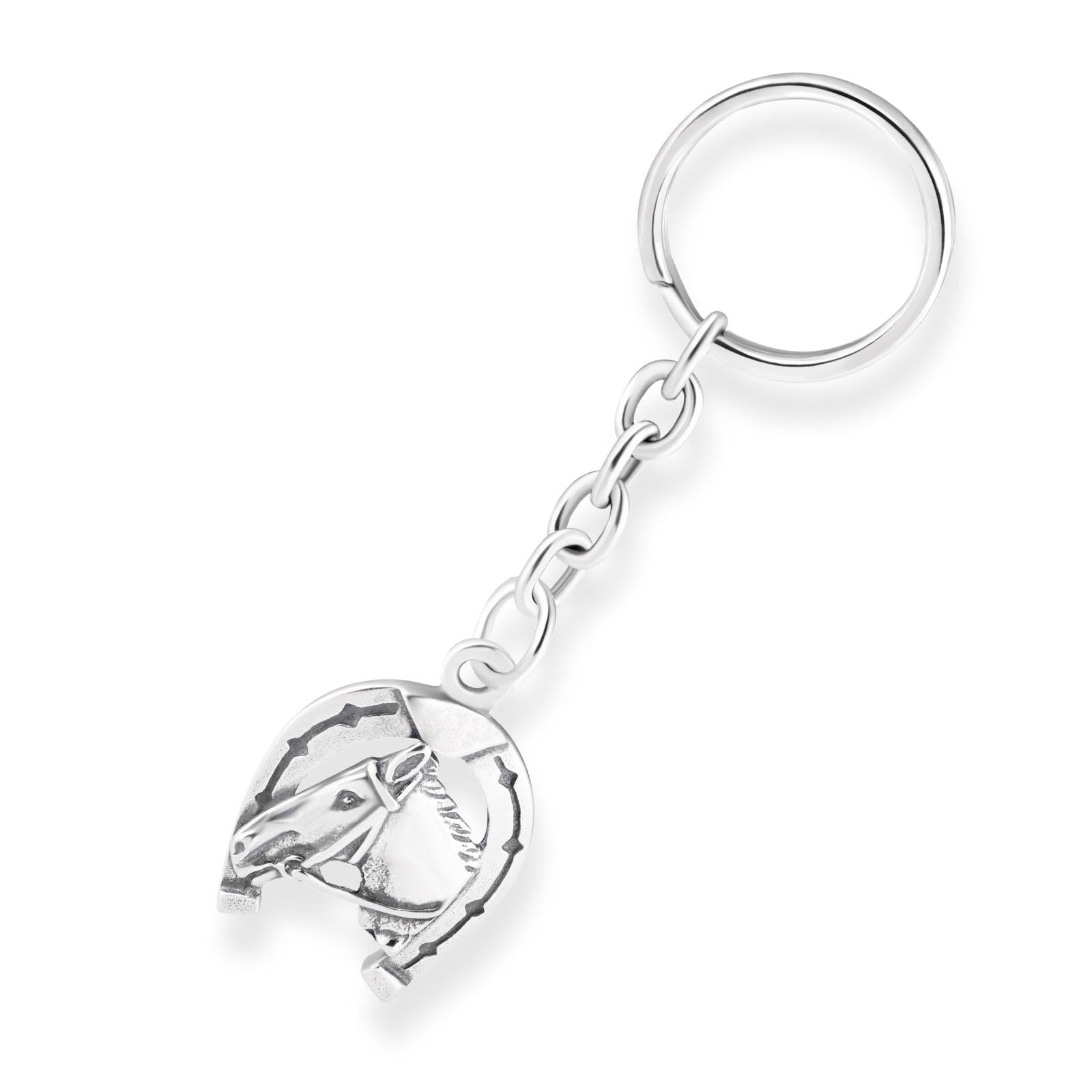 Sterll Mens Keychain Lucky Horseshoe Design From 925 Silver Allergy Free Made