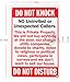 WALI Aluminum Sign for Home Business Security, Legend Do Not Knock-Do Not Disturb, Rectangle 10