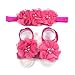 ALLYDREW Baby Girl Barefoot Flower Sandals & Headbands Set Chiffon Flower Baby Sandals - Princess (set of 4),One Size
