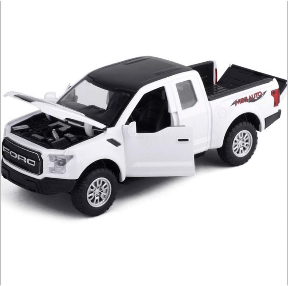 QAQW New 1:32 Scale Ford F150 Pickup Diecast Car Model With Pull Back Flashing Toys For Baby Gifts Collection