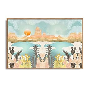 Framed Canvas Home Artwork Decoration Abstract Mountain Nature Scenery Canvas Wall Art for Living Room, Bedroom - 16x24 inches