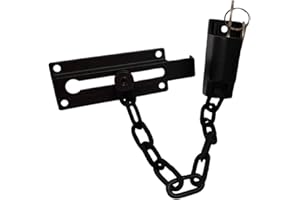QCAA Keyed Chain Door Lock, Die Cast Construction, Matte Black, 1 Pack, Made in Taiwan