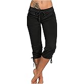 Milumia Women Hiking Capris Pants Low Rise Workout Cropped Pants with Pockets