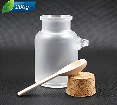 2 Pcs 200g Empty Plastic Bath Salt Seasoning Sauce Jar- Dressing Cruet Powder Bottle Container with Cork Cap and Spoon