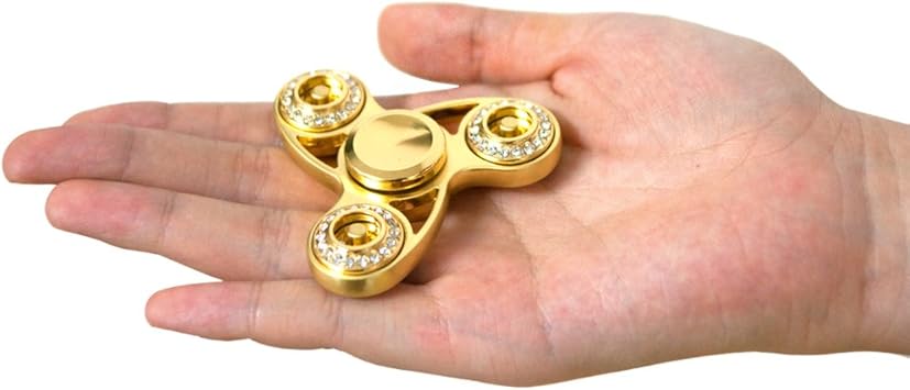 Amazon ハンドスピナー ベアリング ストレス解消おもちゃ 高級指スピナー暇つぶし面白い ダイヤモンドを嵌込む 光る 静かに高速回転かっこいい 人気なストレス解消グッズ 脳トレ ストレス発散 綺麗ゴールド おもちゃ おもちゃ