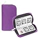 Memory Card Case, WOVTE Portable 8 Pages and 22 Slots SD SDHC MMC CF Micro SD Memory Camera Card Case Holder Pouch Zippered Storage Bag (Purple)