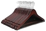 J.S. Hanger Solid Wooden Suit Hangers Walnut Finish with Polished Chrome Hooks - 20 Pack (Kitchen)