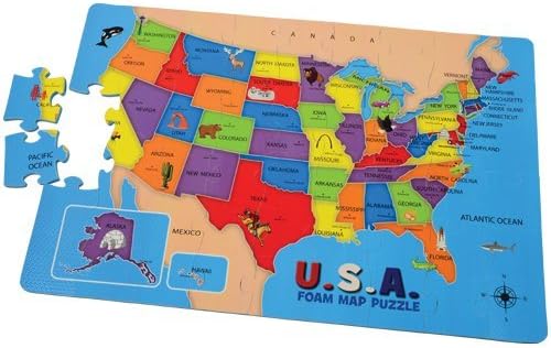 CP Toy USA Foam 54 Piece 2' x 3' Floor Puzzle Featuring Capitals, Landmarks, Animals and More