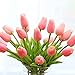 Montout 12PCS/Set PU Stunning Holland Tulip Flower Real Touch Artificial Silk Flowers Arrangement Bouquet Home Room Office Wedding Party Decor (Pink)