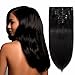 Standard Weft 8 Inch 65g Clip in 100% Real Remy Human Hair Extensions 8 Pieces 18 Clips #1 Jet Black