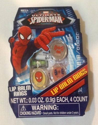 Marvel Utltimate Spiderman Lip Balm Rings-4 rings by East West Distributing