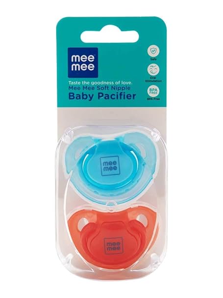 Mee Mee Soft Nipple Baby Pacifier (Red/Blue)