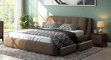 Hekami interiors Upholstered King Size Bed with Drawer Storage
