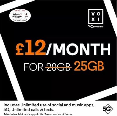 VOXI SIM Card Deal: Unlimited Calls Texts 75GB Data 30-Day Rolling Contract