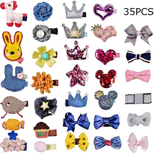 35PCS Girl Hair Clips Baby Girls Bowknot Flower Hair Barrettes