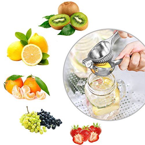 Lemon Squeezer, Vakoo Premium Lime Squeezers Metal Manual Citrus Press Juicer for Lemon Lime Orange Juice Fruit - Silver - Big
