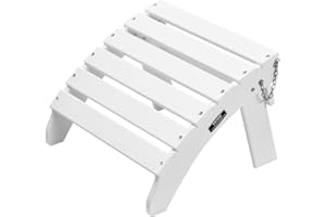 VEVOR Adirondack Ottoman, 17.7L x 19.7W x 13.8H Inch HDPE Plastic Folding Adirondack Ottoman, Weather-Resistant Foot Rest for Adirondack Chair, Widely Used for Outside Porch Pool Lawn Backyard, White