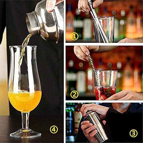HXIYANG Cocktail Making Set, Cocktail Shaker Set Edelstahl Bar Werkzeugset Barkeeper Kit Schlanker Bambusständer Premium… – Bild 7