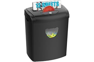 WOOLSCHE Paper Shredder for Home: with12 Sheet Cross Cut,5.55-Gallon Basket, P-4 Security,Shred for Cards/CDs/Staples/Clips - Jam Proof System for Office Home