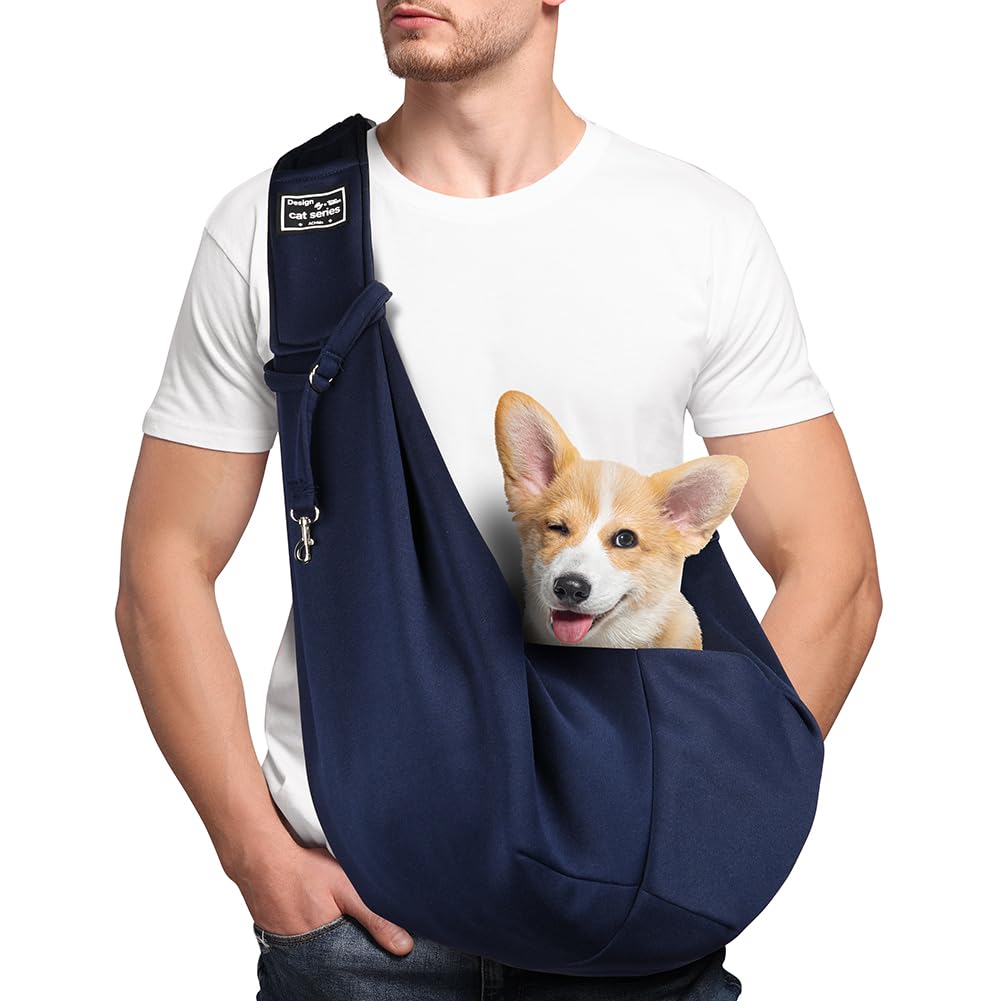 Adiwo Dog Carrier Bag Dog Sling, Reversible Hands-free Puppy Carrier for Small & Medium Dog Cat, Soft Breathable Dog Carrier Slings, Adjustable Shoulder Strap Pet Bag For Outdoor Walking Travel