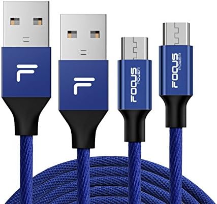 FOCUSPOWER 2PACK (3.3+6.6)FT Micro USB Cables Linen Braided Fast Charging Cable Samsung usb cable/charging cords for Android Devices, Galaxy, Sony,Motorola and More (Navy Blue)