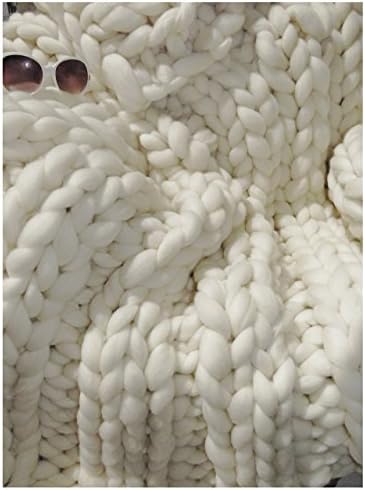 Super Chunky 32x54" Merino Hand Knit Blanket, Throw, Supersoft, Creamy Vanilla,
