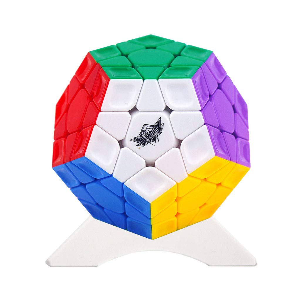 Oostifun Cyclone Boys Megaminx 3x3 Megaminx Dodecahedron Rainbow 12 Sided Megamix Cube 3x3 Puzzle with One Cube Tripod (Multi Color)