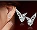 MANDI HOME Shining Angel Wings Shape Crystal Silver Earring Pierced Ear Studs