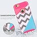iPhone 5 Case,iPhone 5S Case,LUOLNH [2in1] Heavy Duty Hybrid Hard Case for Apple Iphone 5/5s ,Blue Mint Teal and Coral Pink Split Chevron Design Cover ( Hot Pink)