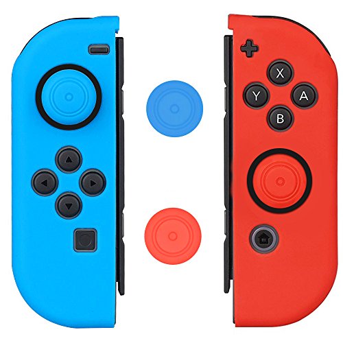 YOULANDA Joy-Con Gel Guards with Thumb Grip Caps, Protective Case Anti-Slip,Anti-Scratch Lightweight Comfort Silicone Skin for Nintendo Switch (Bule+Red) YOULANDA Joy-Con Gel Guards with Thumb Grip Caps, Protective Case Anti-Slip,Anti-Scratch Lightweight Comfort Silicone Skin for Nintendo Switch (Bule+Red)