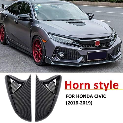Sammiler - For Honda For Civic 10th Horn Shape ABS Carbon Fiber Style Rear View Side Mirror Cover Rearview Caps