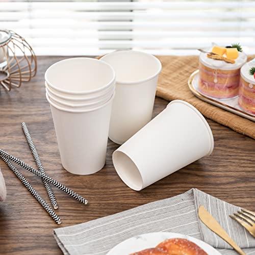 YEEHAW Coffee Cups [12 oz 300 pack], White Disposable Paper Cups, To Go