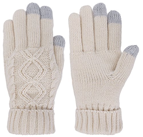 Women s cable knit 3 finger touchscreen sensitive winte…