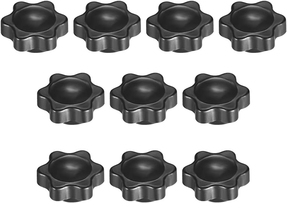 Uxcell Clamping Handle Screw Knobs Handle M5 Threaded Star-Shape 10pcs, Black,silver