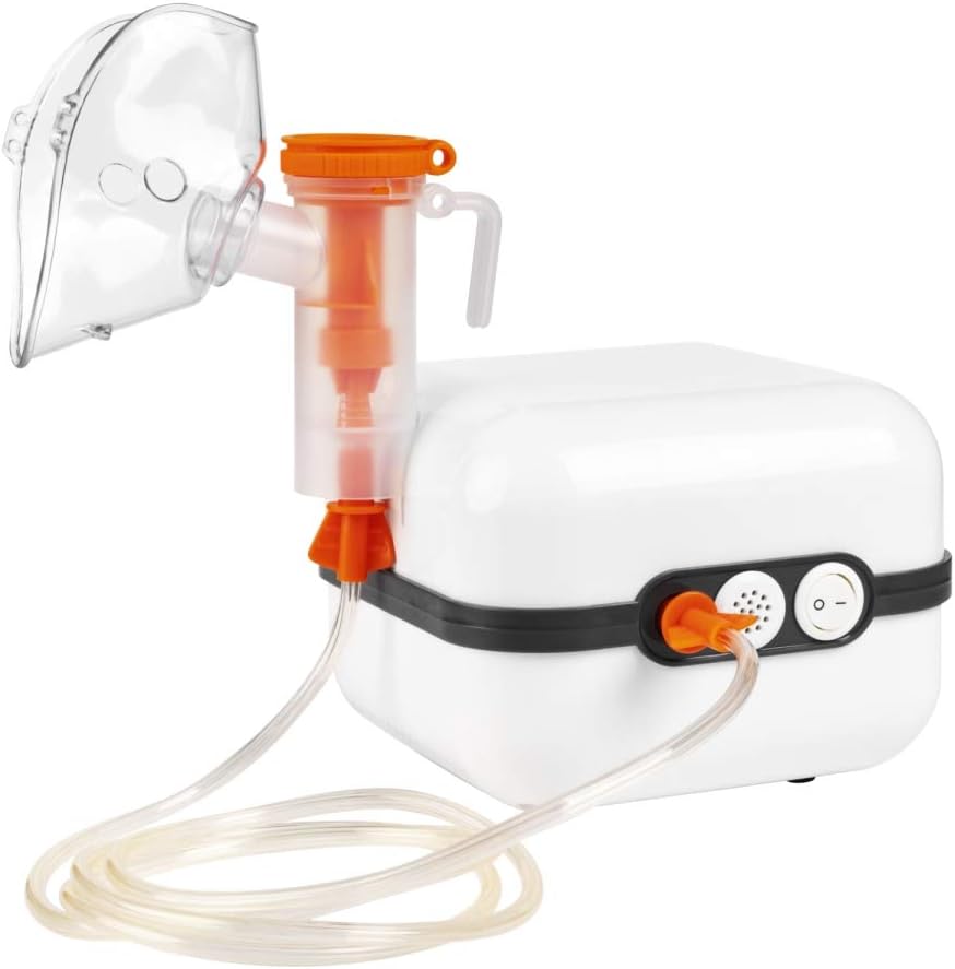 Compressor Vaporizer Machine, Cool Mist Diffuser Compressor Inhaler System with 2 Masks for Kids and Adults