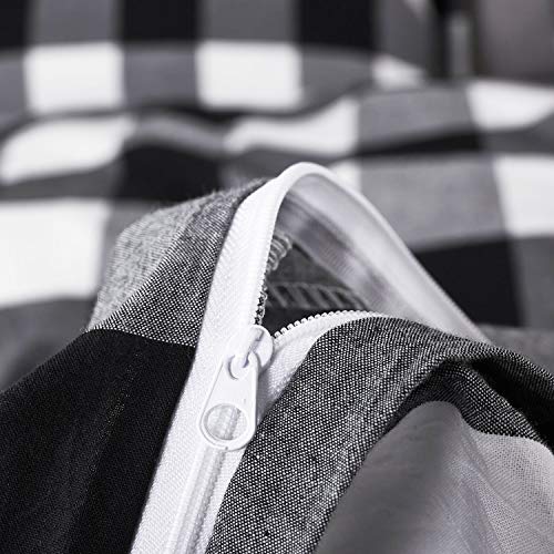 image for Wake In Cloud - Washed Cotton Duvet Cover Set, Buffalo Check Gingham P