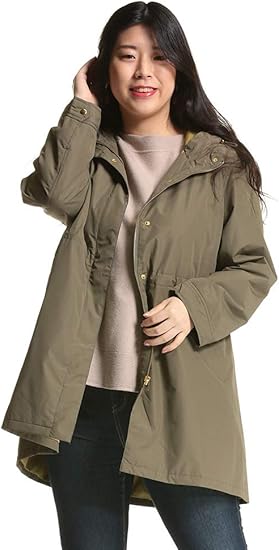 サカゼン Givors 大きいサイズ レディース サーモプラス 撥水 暖かい フード フルジップ モッズコート カーキ 3l コート ジャケット 通販 Amazon