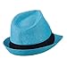 Pleated Hat Band Straw Fedora Hat - Turquoise W18S37F