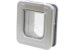 Cat Mate Elite Microchip Cat Flap with Digital Timer & LCD Display (355) - for Small to Average Sized Cats, Easy Installation in UPVC Doors, Glass, and Wood, White
