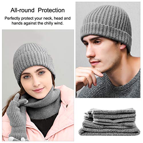 [- VBIGER Women Men Winter Hat Loop Scarf Gloves Knitted Set,4 Pieces  -]