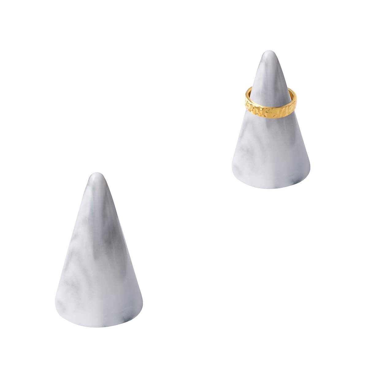 oskas Modern Marble Ring Holder Tower Ceramic Cone Shape Decorative Display Satnd for Jewelry Ring/Wedding Ring