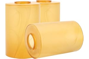 GoldSwift 3 Pack Amber Alabaster Glass Replacement Globe & Shade for Light Fixtures, 4"W x 6"H, Farmhouse Frosted Cylinder Glass Lamp Cover for Chandelier Pendant Wall Sconces, 1-5/8 inch Fitter