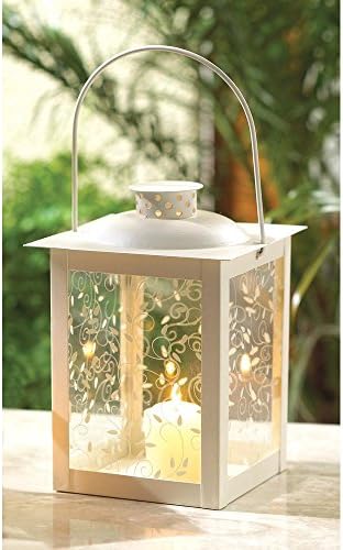 Lot Of 4 Large White Candle Lanterns Candleholders Vine Glass Panes Table Centerpiece …