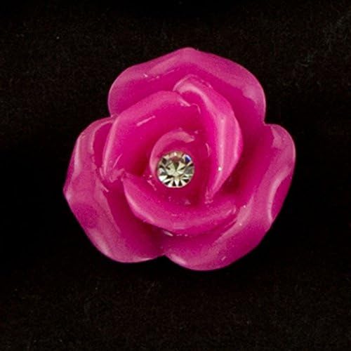 Mememall Fashion Rose Bud Flower w/ Rhinestone Flat Back Cabochon Bead Charm Jewelry Crafts 12pc